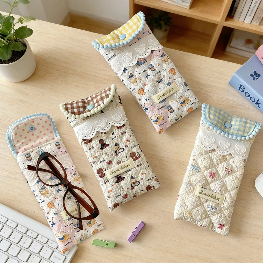 Quilted Polyester Sunglasses Pouch – Portable Glasses Case Eyewear Storage Case Babs