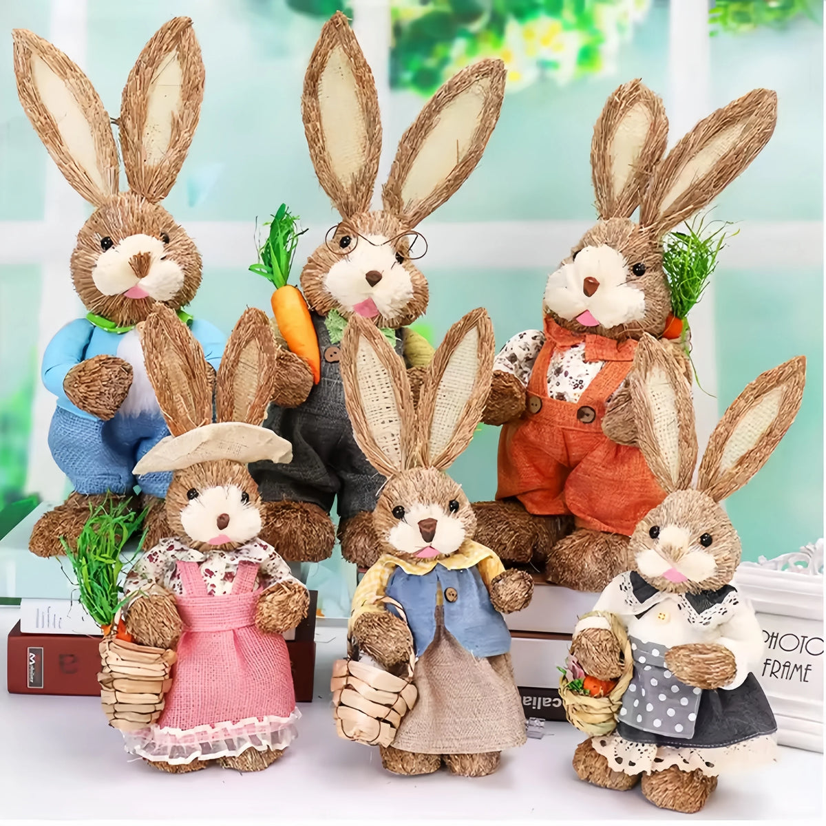 Easter Straw Bunny Decor 35cm – Rustic Handmade Decoration Easter Bunny Decor Babs