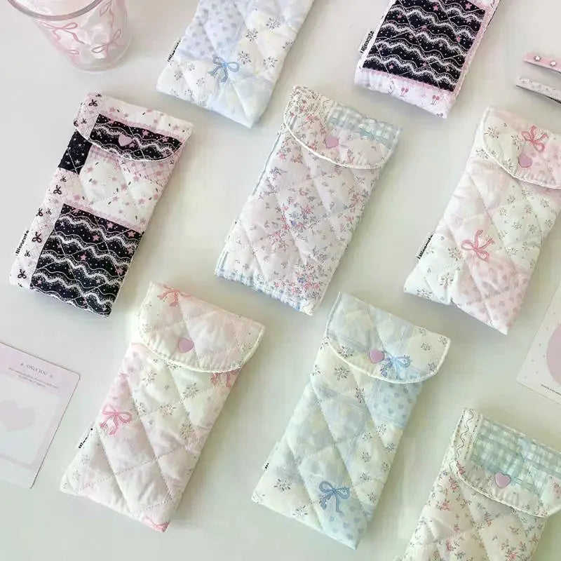 Floral Bow Snap Pencil Pouch – Glasses & Travel Makeup Bag Pencil & Storage Pouch Babs