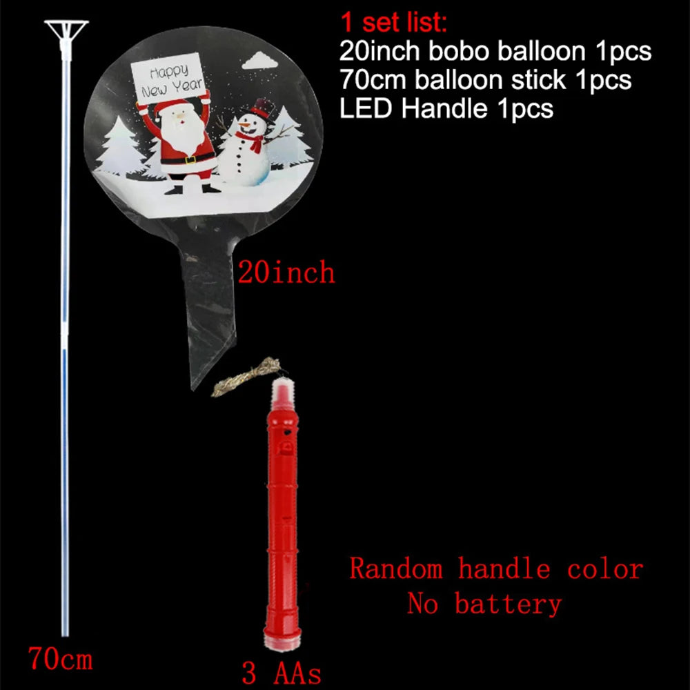 Christmas LED BoBo Balloons Set – Flashing Handle & 70cm Stick LED Party Balloons Babs