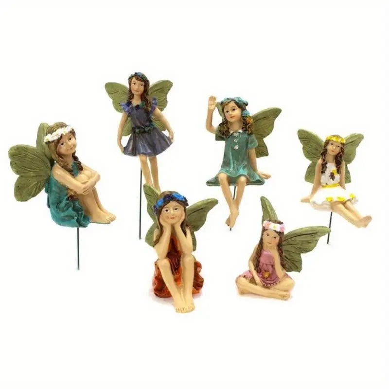 6-Piece Flower Fairy Garden Micro Landscape Ornament Set Garden Fairy Ornament Babs