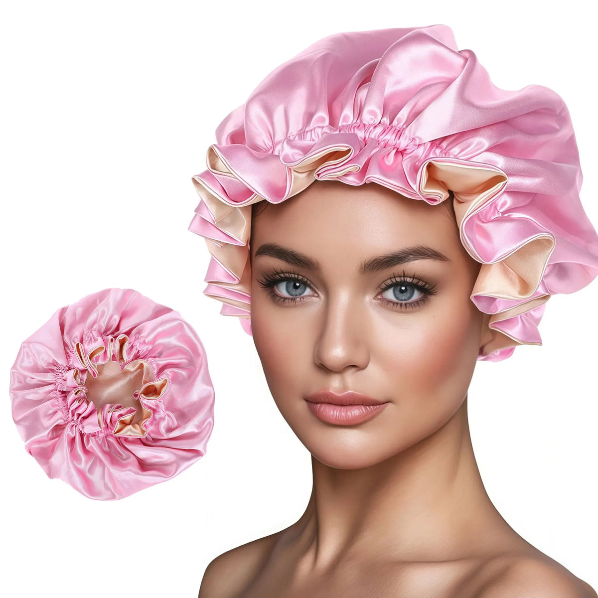 Two-Tone Satin Sleep Bonnet – Double Layer Reversible Hair Cap Satin Sleep Bonnet Babs SPY