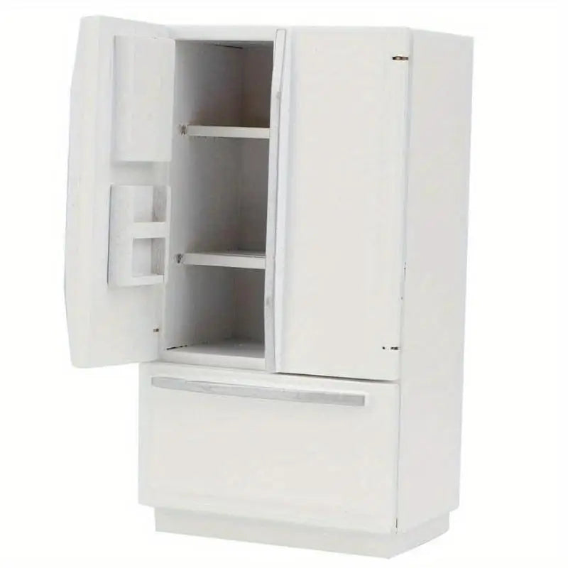 Miniature White Wooden Refrigerator Figurine – Handmade Décor Miniature Wood Figurine Babs
