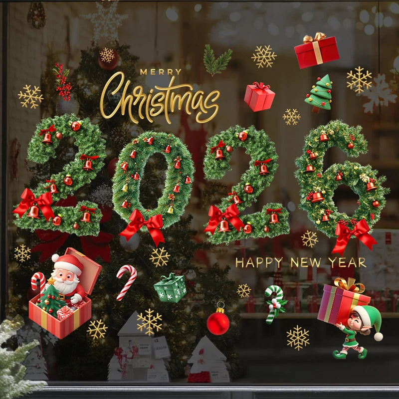 2026 Christmas Window Stickers – Santa & Snowflake Decals Holiday Window Stickers Babs 2026