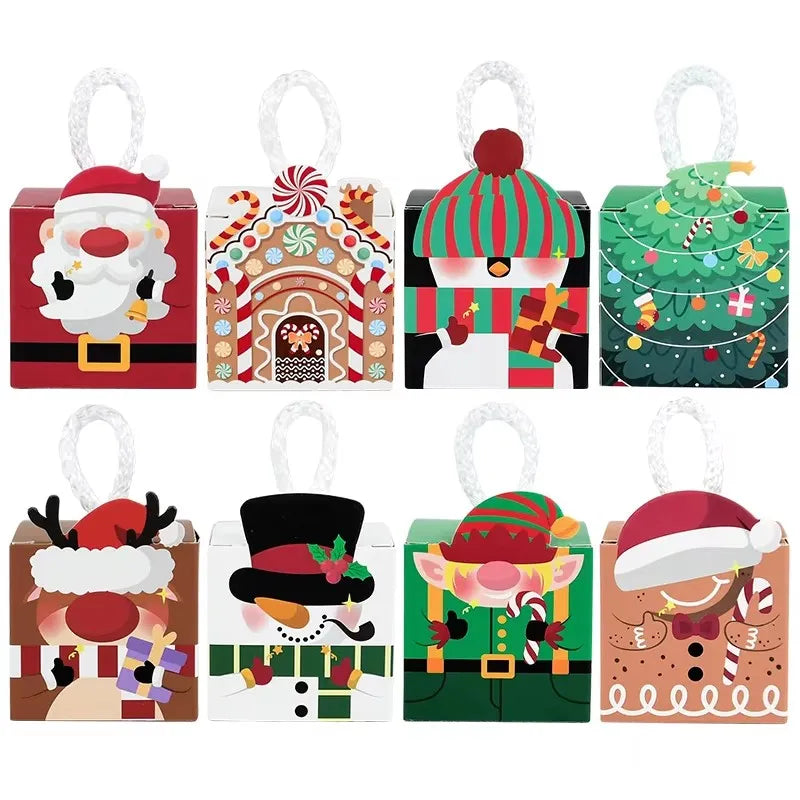 10 Christmas Paper Gift Boxes – Santa, Snowman & Xmas Tree Christmas Gift Boxes Babs Mix 5.5x5.5cm