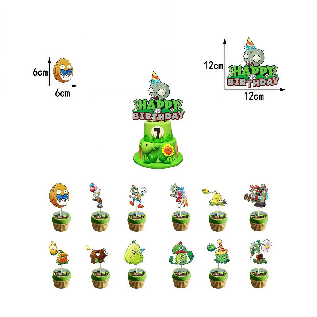 Plants vs. Zombies Birthday Party Decoration Kit Birthday Party Kit Babs 13pcs cake topper