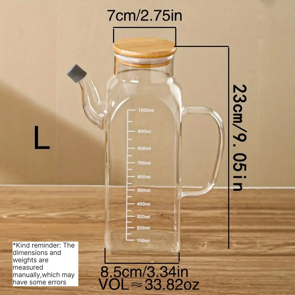 Borosilicate Glass Oil Dispenser Bottle – Non-Drip Square Glass Oil Dispenser Babs L