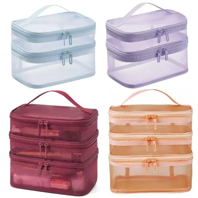 Large Capacity Transparent Mesh Travel Toiletry Makeup Bag Travel Toiletry Bag Babs