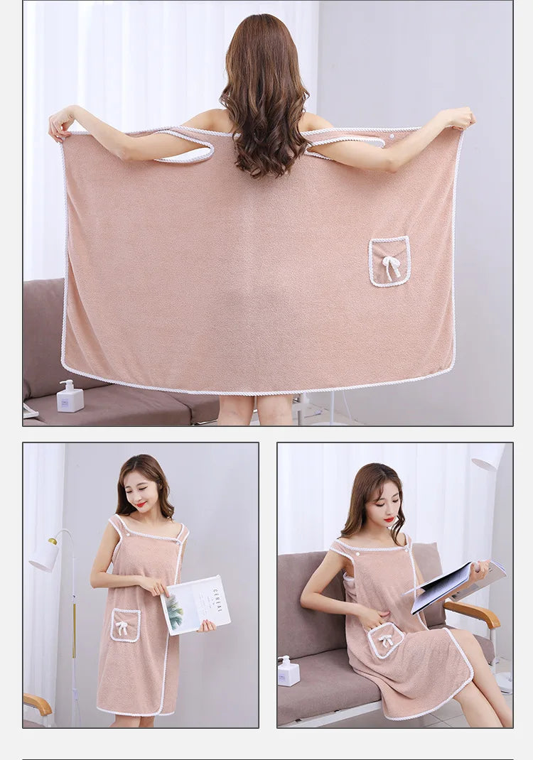 Women's Wearable Bath Towel Wrap – Fast Drying Spa Robe 135×80cm Wearable Bath Towel Babs Z
