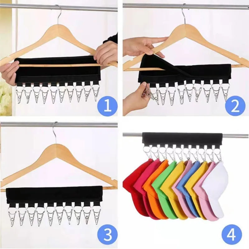 Foldable Baseball Hat Rack Clip – Rustproof Closet Organizer Hat Rack Organizer Babs
