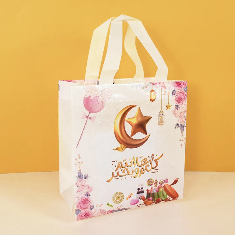 4pcs Eid Mubarak Nonwoven Gift Bags – Ramadan Party Supplies Festive Gift Bags Babs C 23x22x11cm