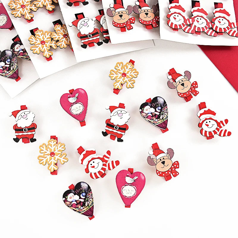 6pcs Christmas Wooden Clips – Xmas Photo Wall DIY Décor Set Christmas Wooden Clips Babs