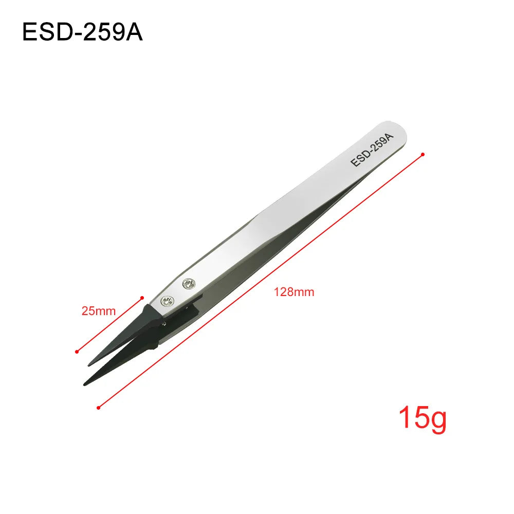 ESD Anti-Static Precision Tweezers – Electronics & Jewelry Precision Tweezers Babs Silver Sharp Point 12cm