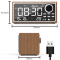 Wooden Digital Desk Clock with Wireless Charging & FM Radio Digital Desk Clock Babs Brown