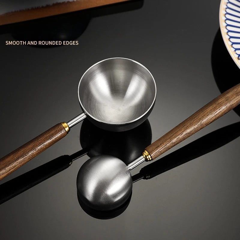 Wooden Handle Stainless Steel Measuring Spoons – Kitchen Scoop Measuring Spoons Babs