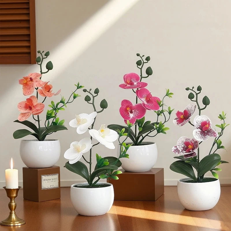Artificial Phalaenopsis Orchid Bonsai Potted Plant – Home Décor Artificial Potted Plant Babs