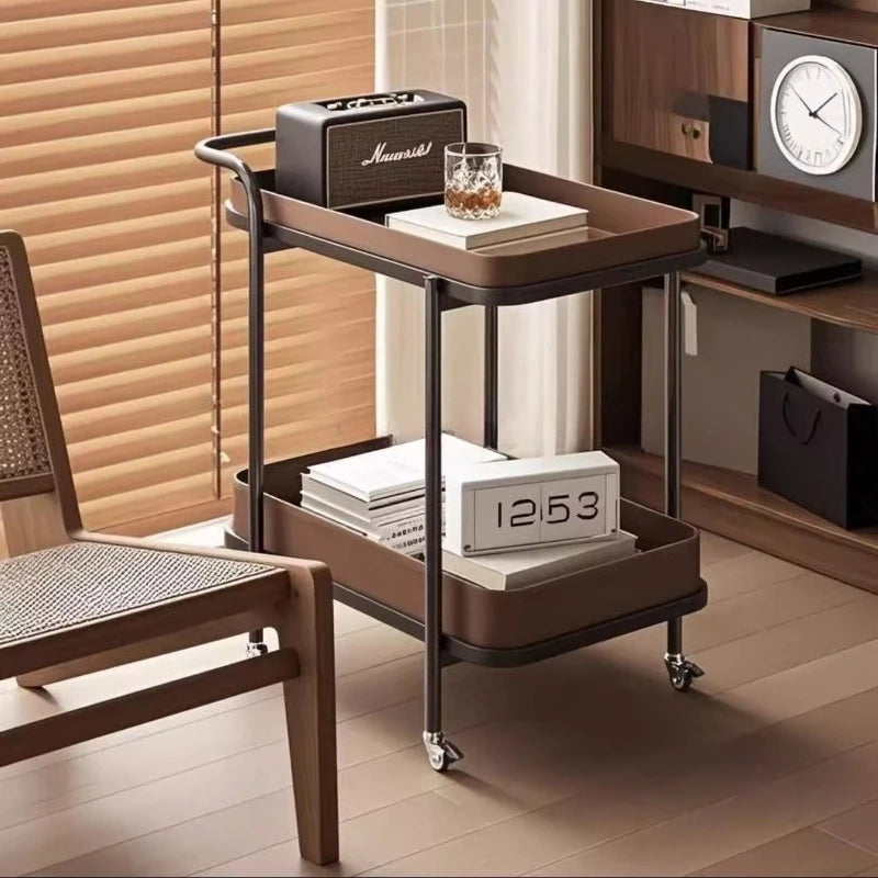 Luxury Saddle Leather Coffee Table – Modern Movable Side Table Leather Coffee Table Babs