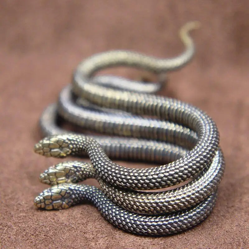 Vintage Brass Zodiac Snake Figurine | Desktop Ornament & Tea Pet Brass Animal Figurine Babs