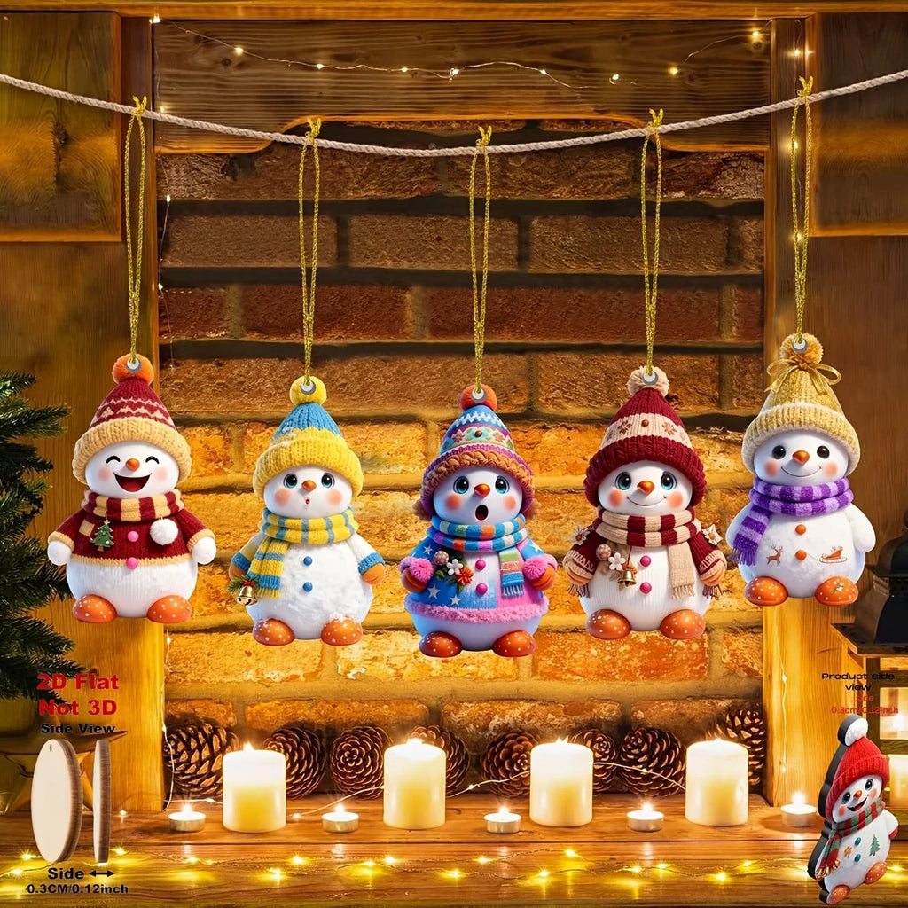 16PCS Wooden Christmas Snowman Hanging Tree Decorations Christmas Tree Ornaments Babs