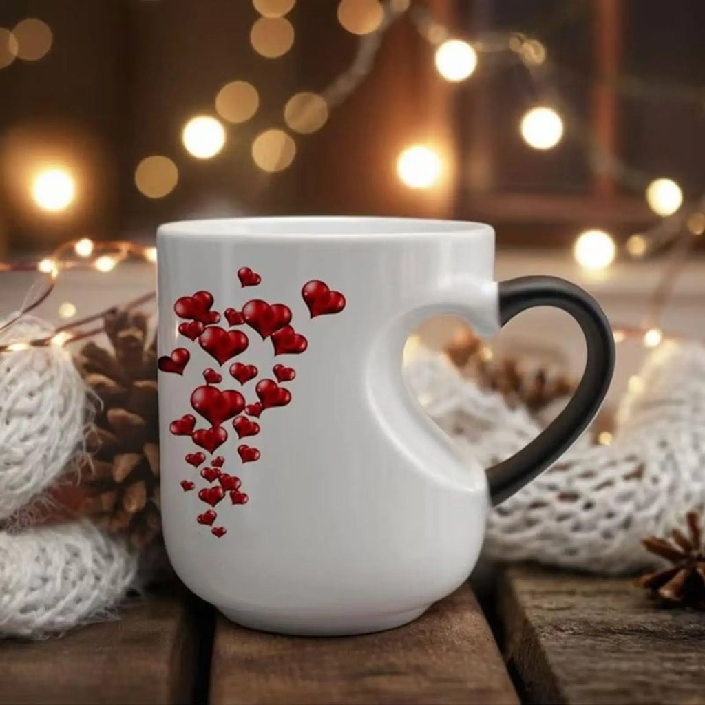 Heat-Activated Color Changing Mug | Heart Handle Ceramic Cup Color Changing Mug Babs