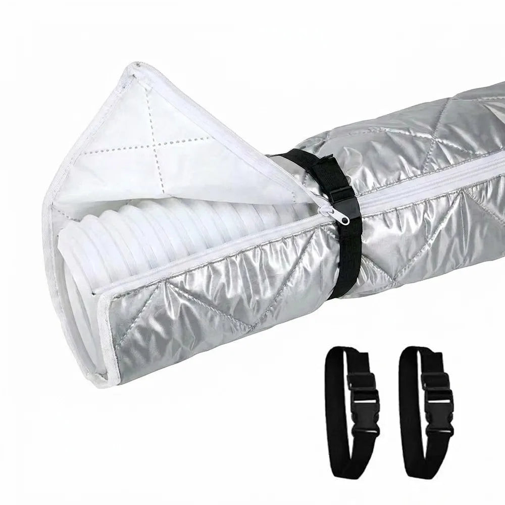Waterproof AC Hose Insulation Cover | Heat-Resistant Pipe Sleeve AC Hose Cover Babs Silver Zipper
