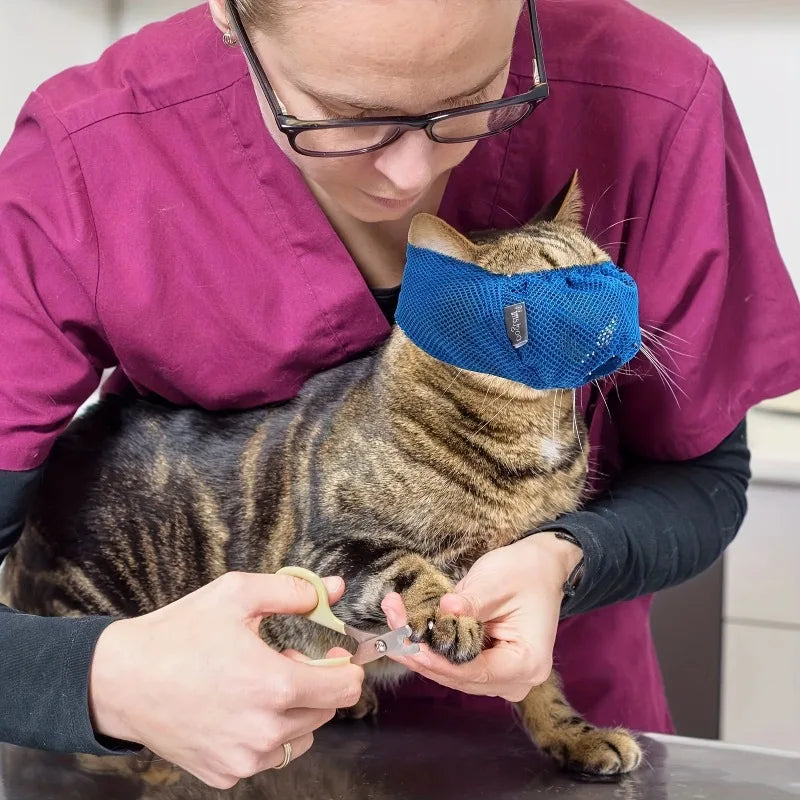 Adjustable Breathable Mesh Cat Muzzle for Safe Grooming Cat Grooming Muzzle Babs