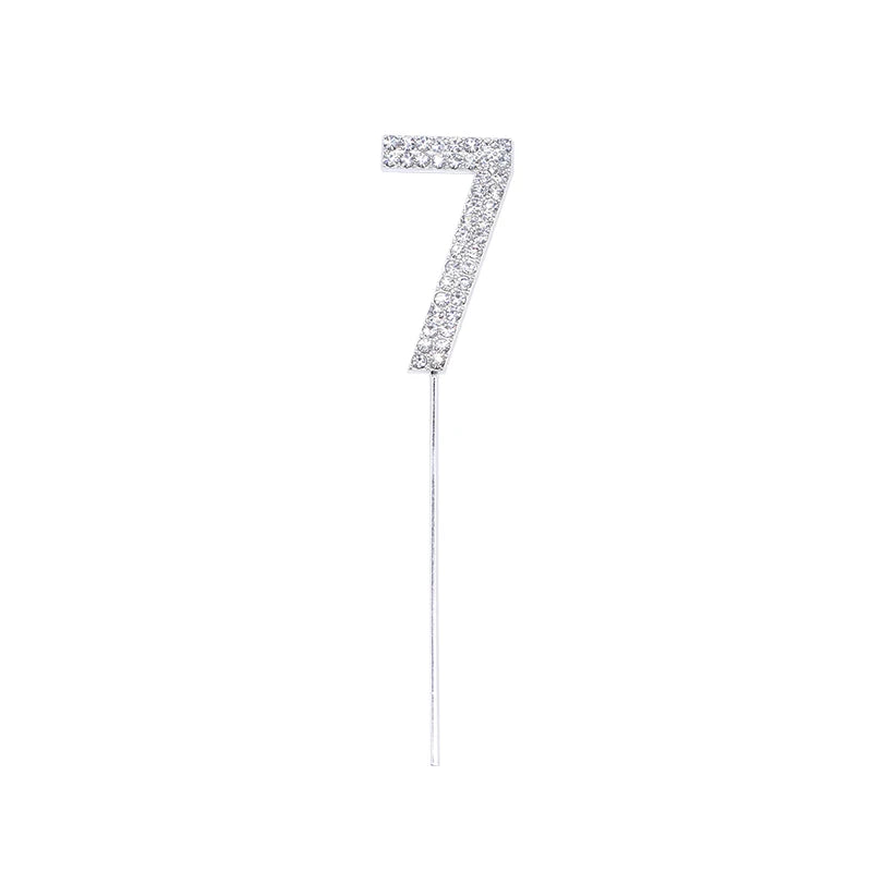 Glitter Rhinestone Number Cake Topper – Gold & Silver Decor Cake Topper Babs silver 7