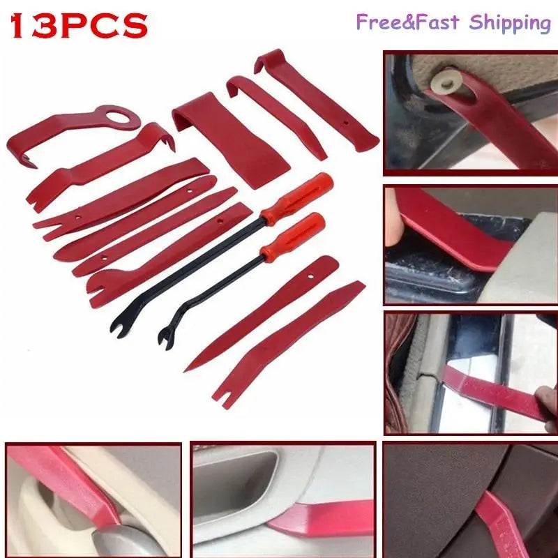 13-Piece Car Interior Trim & Audio Removal Tool Kit Auto Trim Removal Kit Babs Red