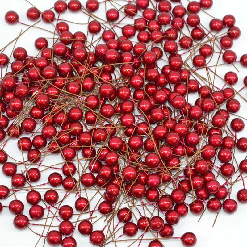 Pearl Stamens Artificial Berries for DIY Wreaths & Floral Décor Artificial Floral Picks Babs 014 100pcs