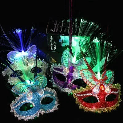 20pcs LED Feather Masquerade Masks – Venetian Party Costume LED Masquerade Masks Babs style 3