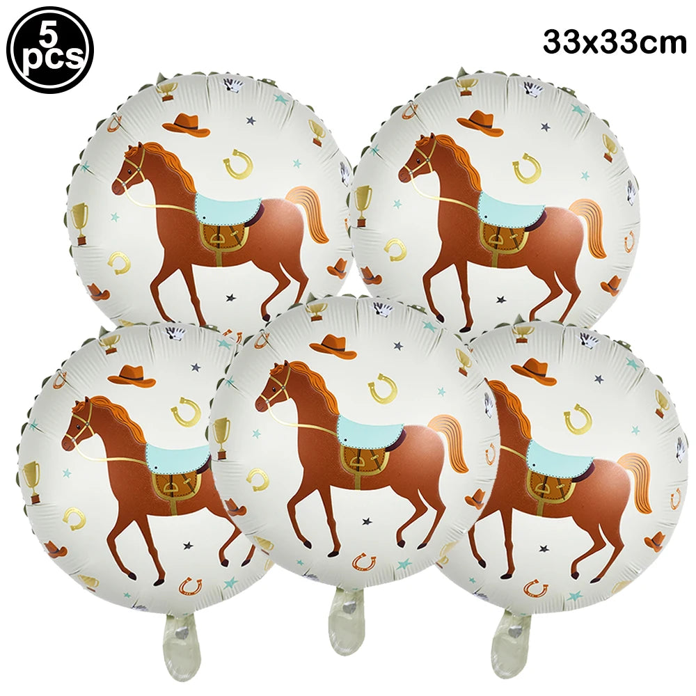 5pc Western Cowboy Horse Foil Balloon Set – Party Decor Party Foil Balloons Babs 5pcs A As show