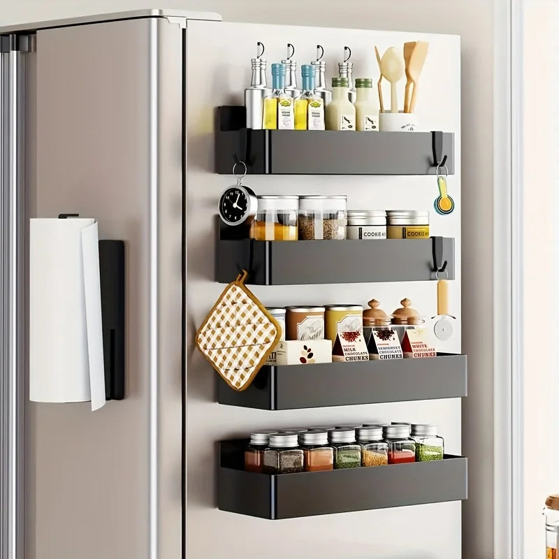 2-Pack Magnetic Spice Rack for Fridge – No-Tools Kitchen Shelf Magnetic Storage Rack Babs