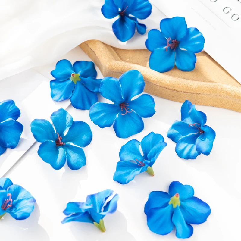 40/80pcs Silk Cherry Blossom Artificial Flowers UV Protection Decor Artificial Silk Flowers Babs Blue 40 pcs