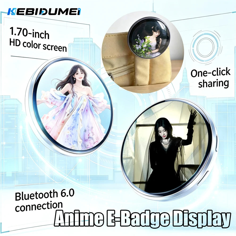 Electronic Smart Badge 1.7" HD Touch Screen Bluetooth GIF LED Display Electronic Display Badge Babs