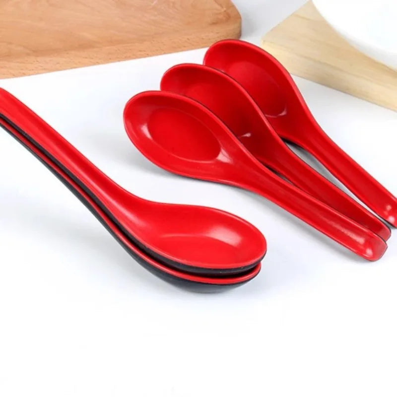 2pcs Japanese Melamine Ramen Soup Spoons – Red & Black Melamine Soup Spoon Babs
