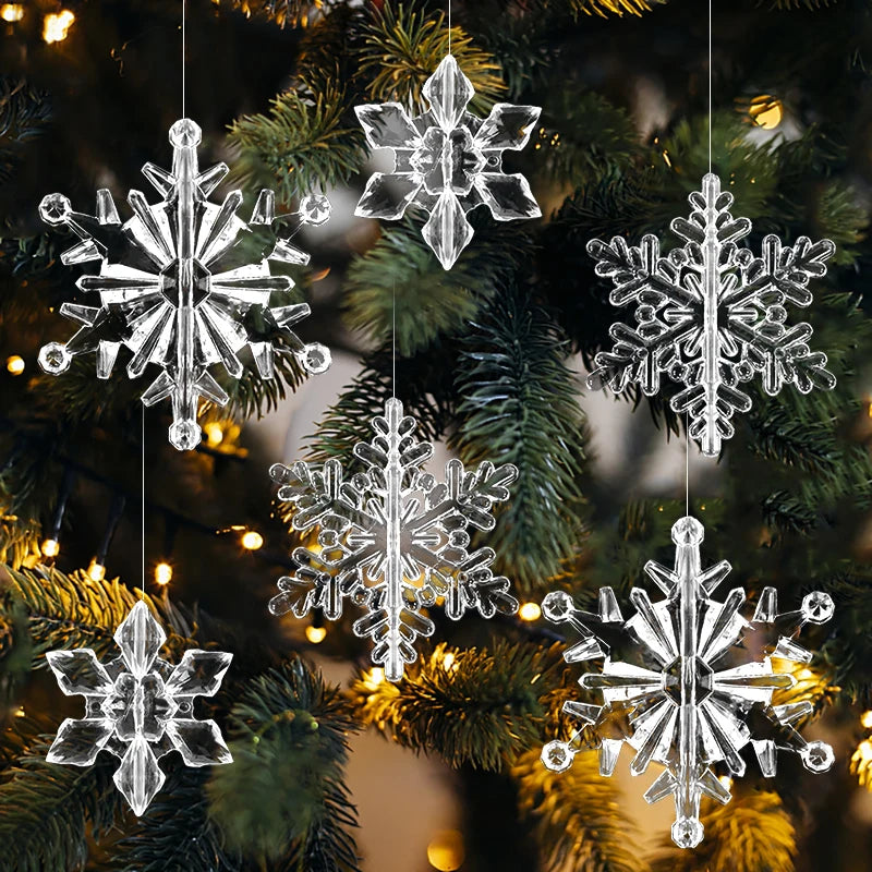 10Pcs Acrylic Snowflake Christmas Ornaments – Tree Pendants Christmas Ornaments Babs