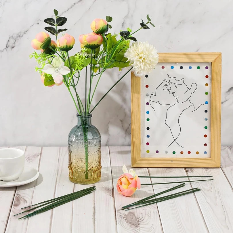 Artificial Green Flower Stems Iron Wire DIY Floral Decor Artificial Flower Stems Babs