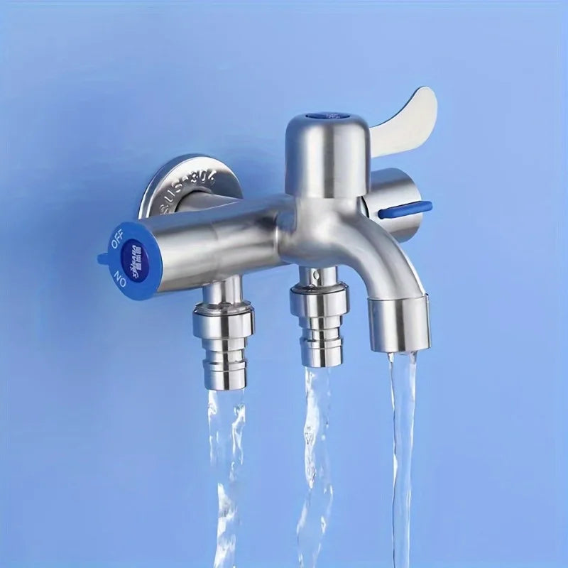 Stainless Steel 3-Way Tap & Washing Machine Angle Valve Angle Valve Faucet Babs
