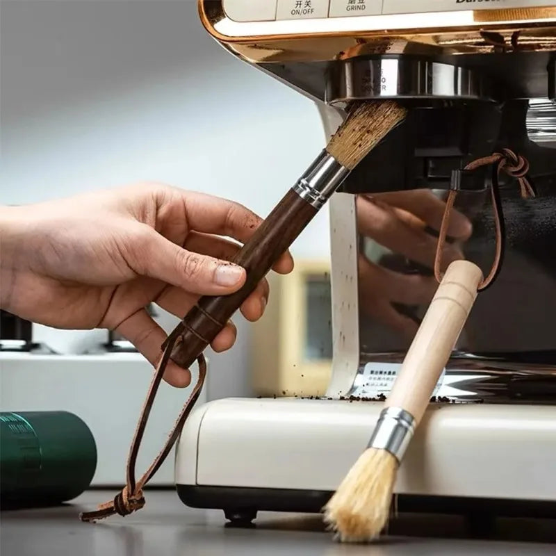 Wooden Handle Natural Bristle Coffee Cleaning Brush Coffee Cleaning Brush Babs