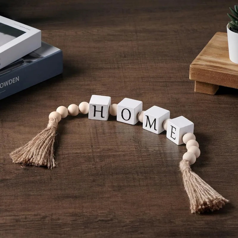 Wooden Bead Tassel String – Vintage Letter Home Décor 60cm Wooden Bead Tassel Babs