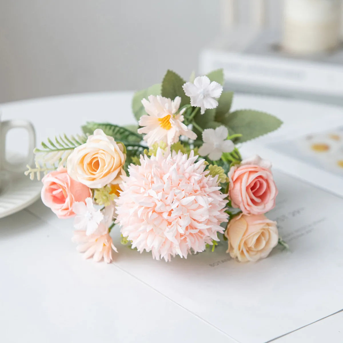 Silk Rose & Chrysanthemum Artificial Bouquet – Wedding & Home Décor Artificial Silk Bouquet Babs color 5 1 pc