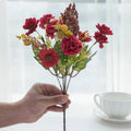 Silk Chrysanthemum Artificial Flower Bouquet – Wedding & Home Artificial Flower Bouquet Babs Red 1PC