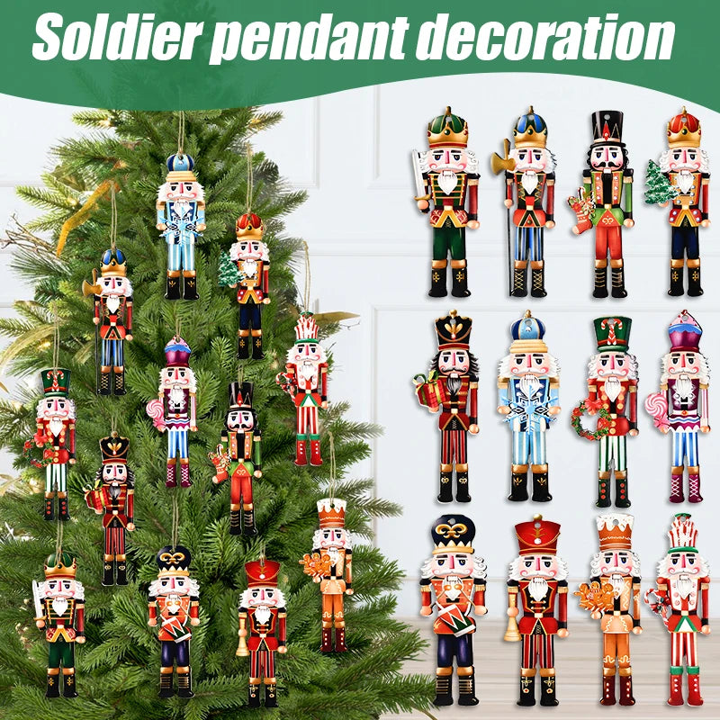 12pcs Christmas Nutcracker Soldier Wooden Tree Ornaments Christmas Tree Ornaments Babs