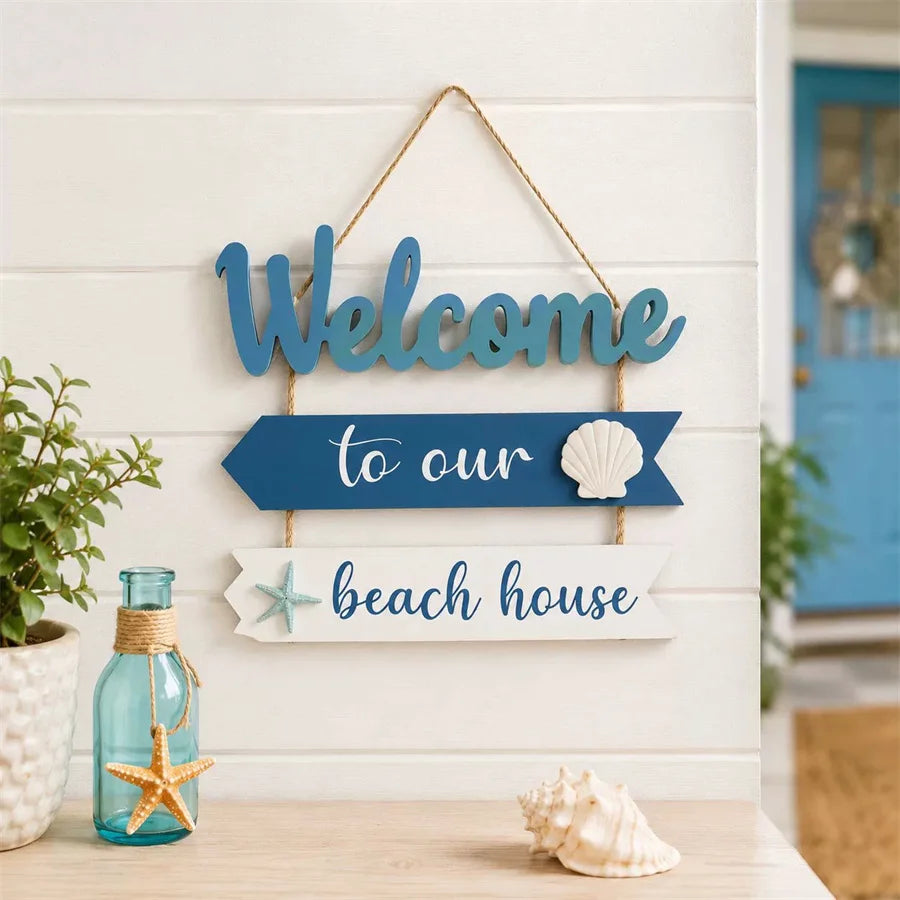 Wooden Ocean Theme Wall Hanging – Marine Style Home Decor Wall Hanging Decor Babs