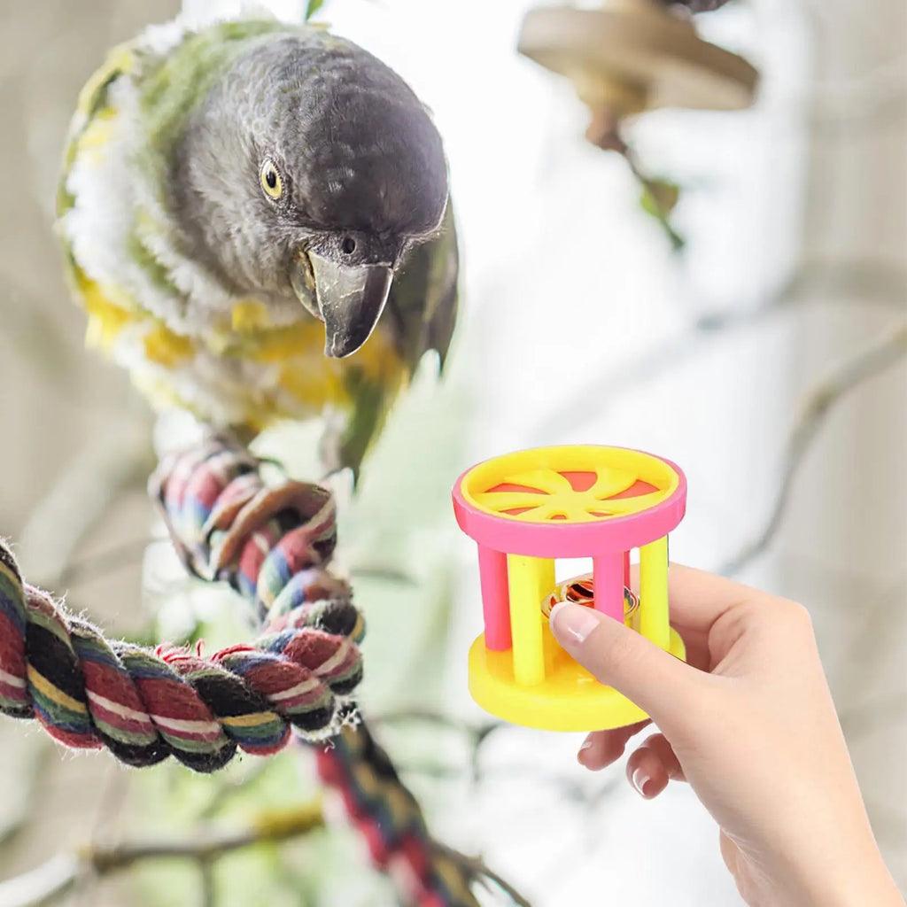 Bird Chew Toy Balls for Parrots, Parakeets & Budgies w/ Bell Bird Cage Toy Babs