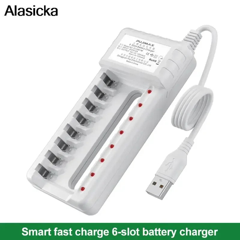 Alasicka AA AAA Battery Charger 4 6 8 Slots Ni-MH Ni-Cd Battery Charger Babs