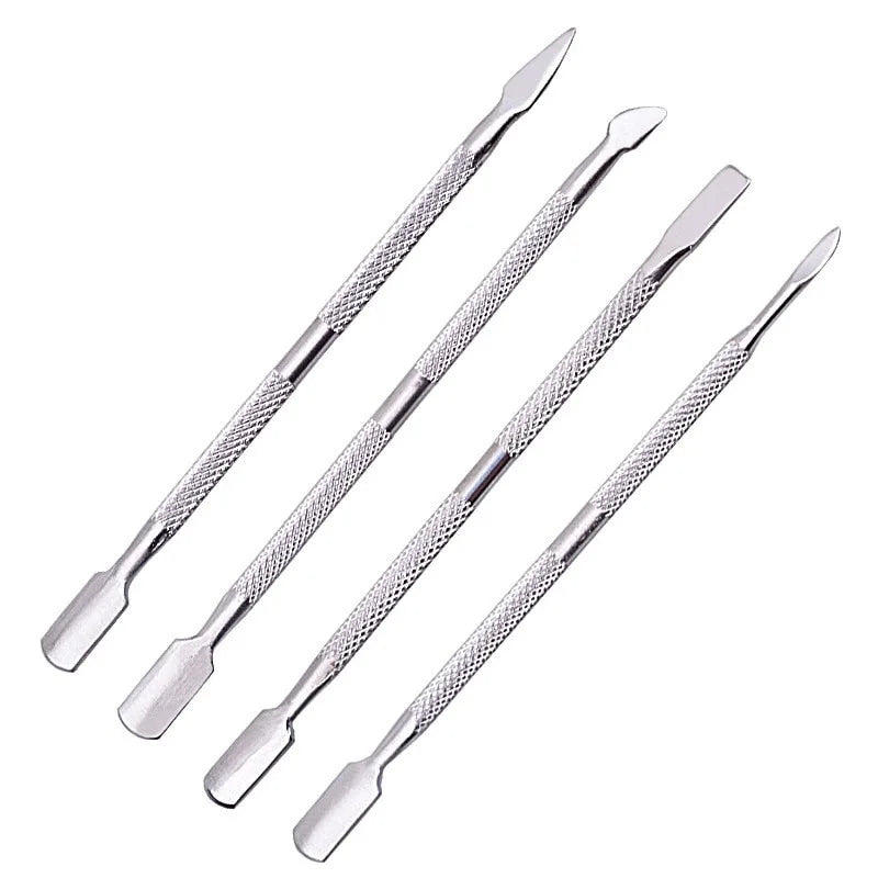 4-Pc Stainless Steel Double-Ended Cuticle Pusher Manicure Set Cuticle Pusher Set Babs
