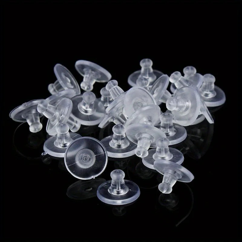 200pcs Silicone Rubber Earring Backs Stoppers for DIY Jewelry Earring Back Stoppers Babs Transparent
