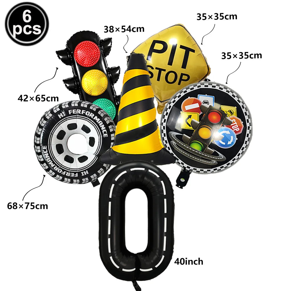 6-Piece Race Car Balloon Kit – Racing Birthday Party Decor Party Balloon Kit Babs B Number 0 As picture show