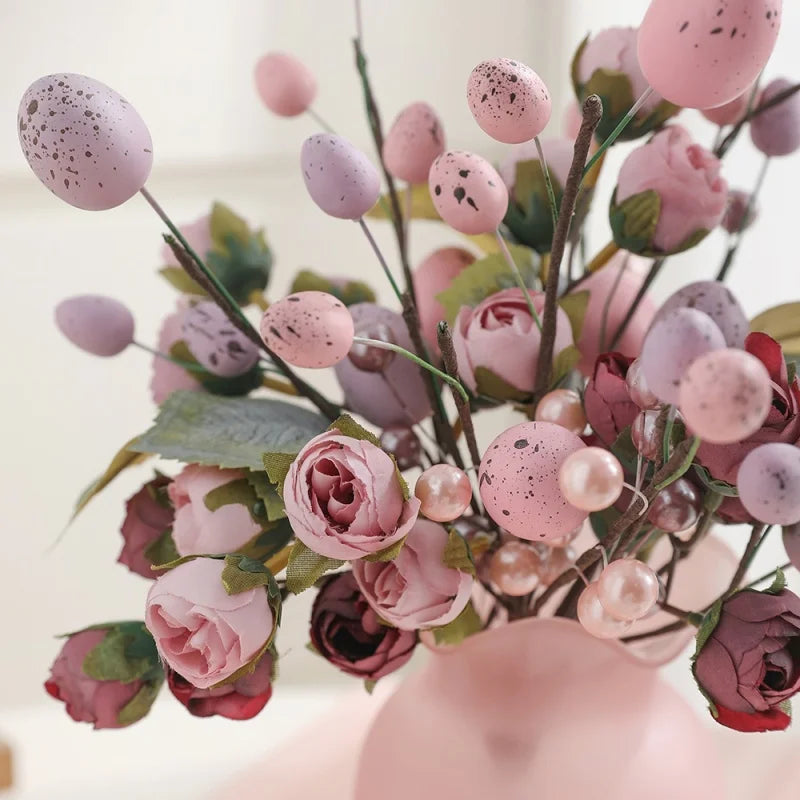 Artificial Eucalyptus Stem Easter Egg Bouquet – Silk Fake Flower Artificial Floral Stem Babs